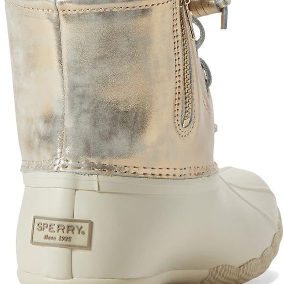 Sperry Gold and Cream Winter Rain Boots with Waterproof Lace-Up Design - Picture 4 of 8